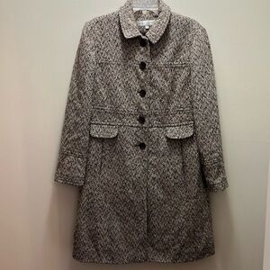 Larry Levine Wool Blend Lined Herringbone Coat size 12